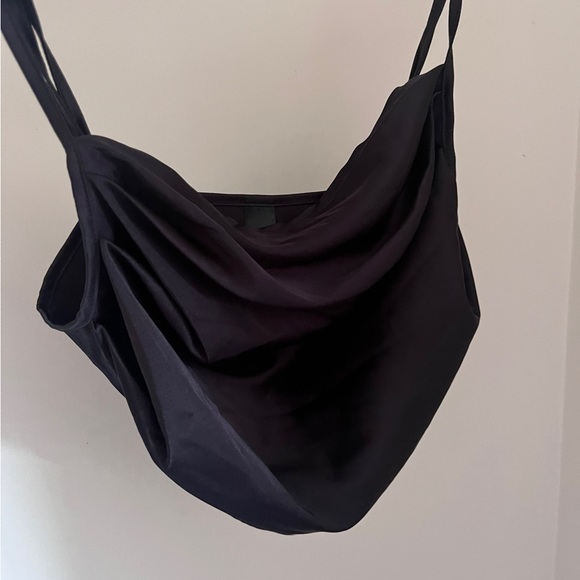 Silk Black Cropped Top Spaghetti Straps - Picture 3 of 3